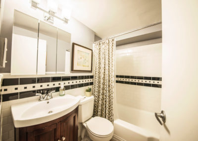 Large bathroom with bathtub and shower in Rittenhouse Square apartment