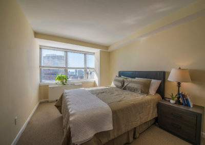 Furnished guest bedroom in Rittenhouse Square apartments