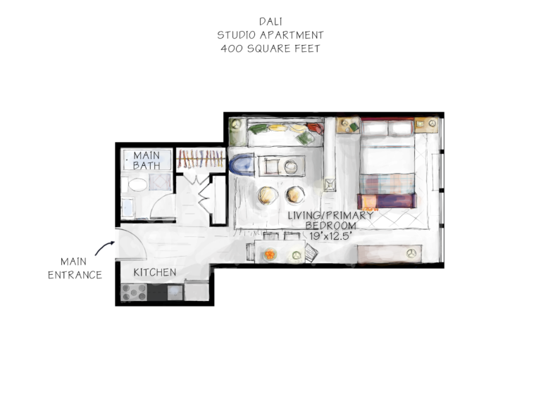 Dali - Studio, 1 Bath apartment - 400 square feet